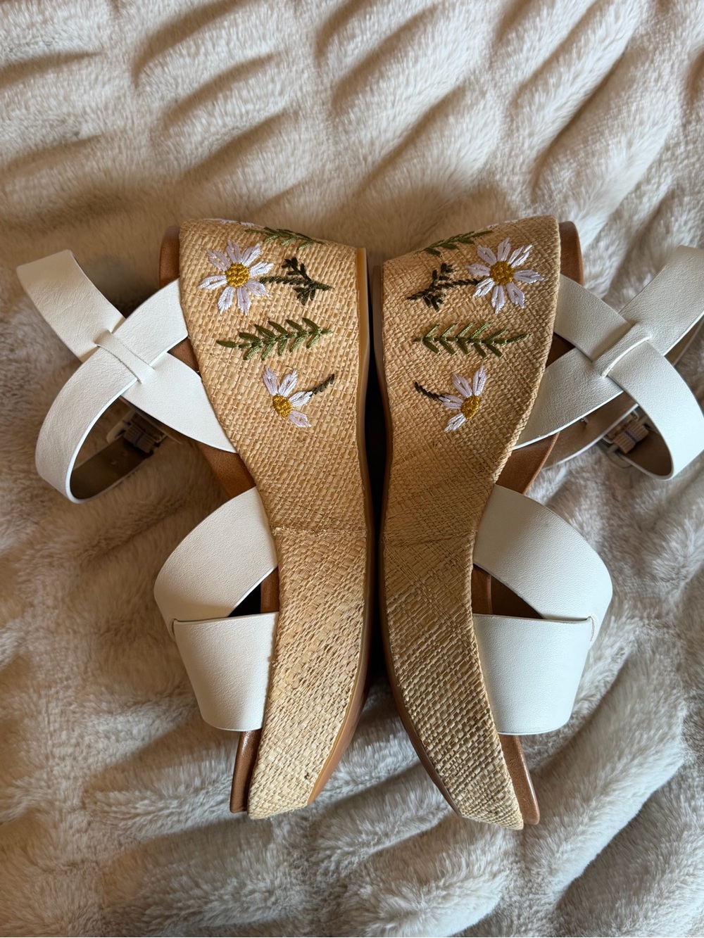 Kork-Ease White Leather Crisscross Ankle-Strap Wedges NEW SIZE 8 - Picture 8 of 11